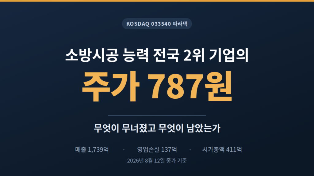 파라텍(033540) – 무엇이 무너졌고 무엇이 남았는가(상폐가능성?!)