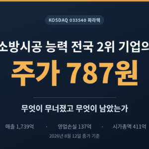 파라텍(033540) – 무엇이 무너졌고 무엇이 남았는가(상폐가능성?!)
